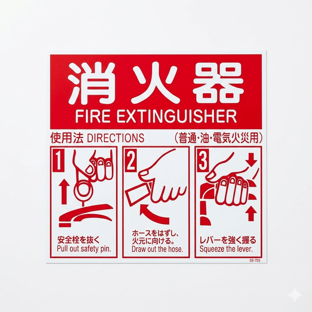 10時までのご注文で即日出荷 消火器使用法説明表示板　消火器表示板 消防標識 安全標識　SB - 703　 - 火消し屋.Shop