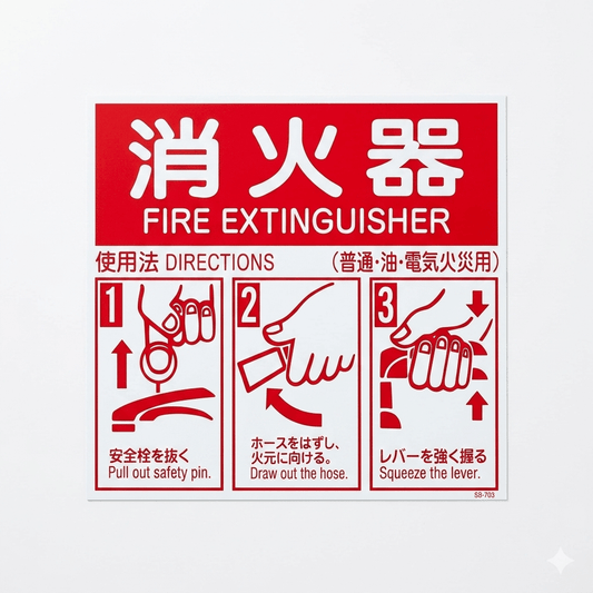 10時までのご注文で即日出荷 消火器使用法説明表示板　消火器表示板 消防標識 安全標識　SB - 703　 - 火消し屋.Shop