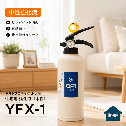 2026年製 ヤマトプロテック 住宅用 家庭用 消火器 強化液(中性) 軽量 YFX-1 ホワイト インテリア 小型 中性強化液 ゼロフッ素化合物 リサイクルシール付 - 火消し屋.Shop