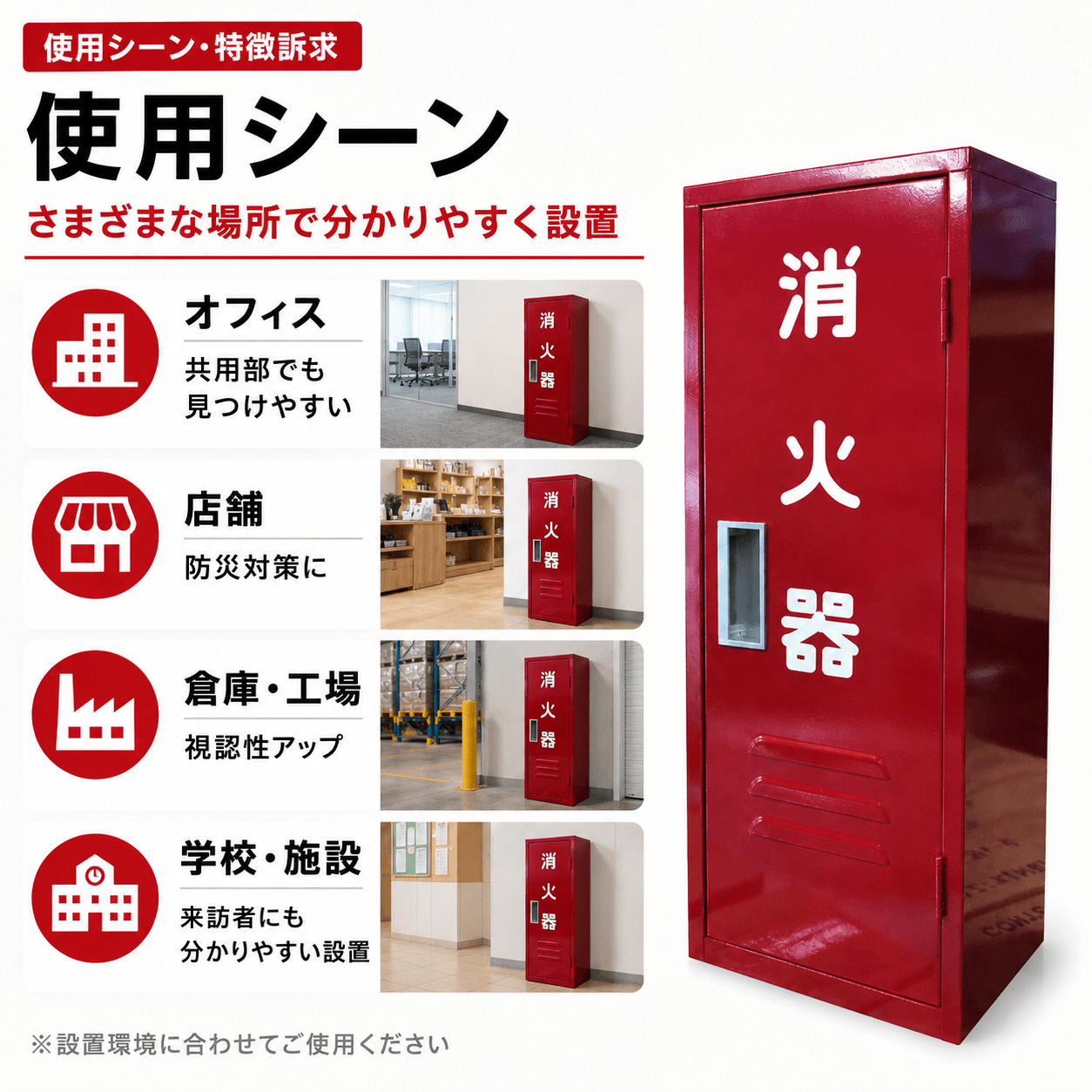 8台まで最短当日出荷 10型1本スチール製消火器格納箱 B-1　日研 ※10時までのご注文で最短当日出荷 - 火消し屋.Shop